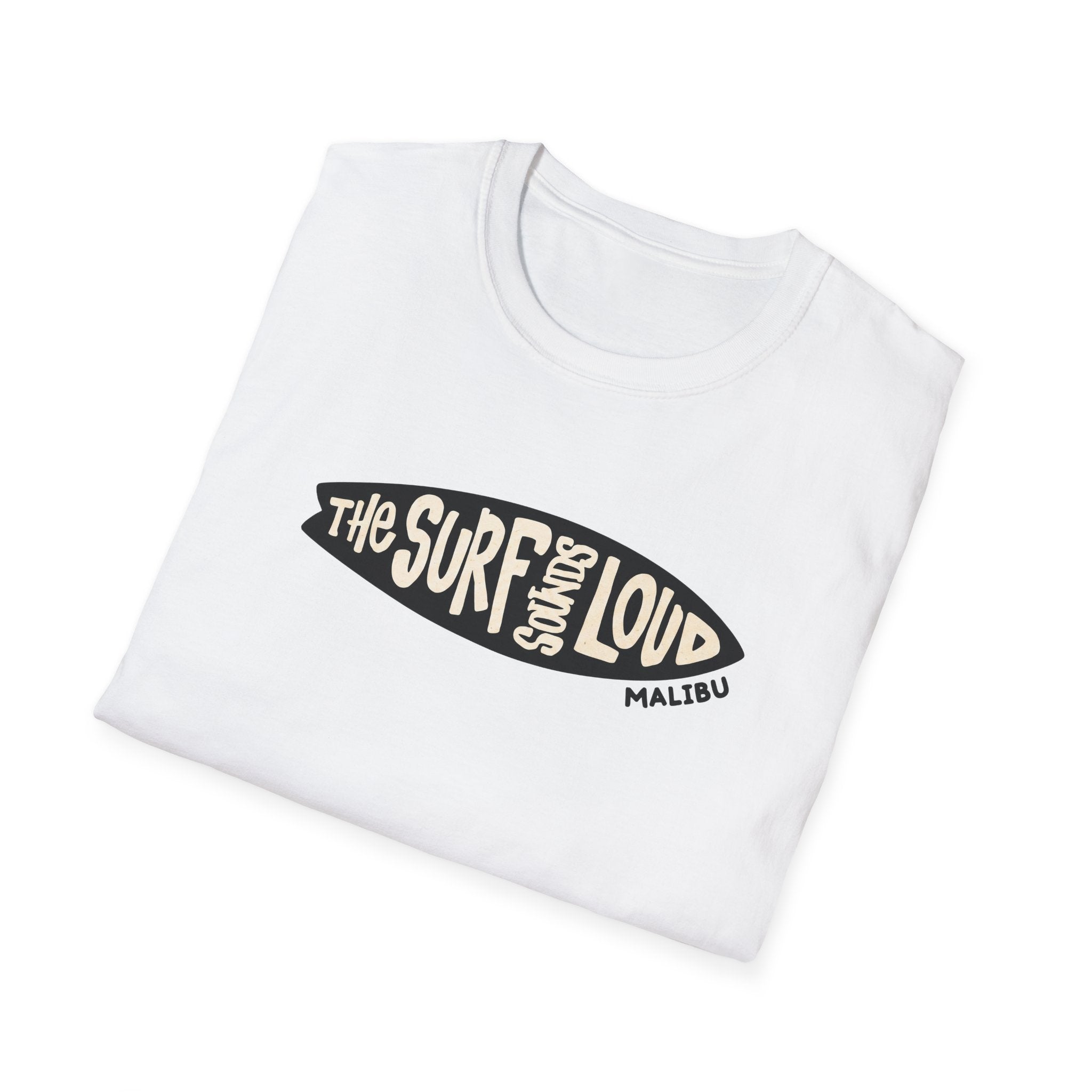 Surf So Loud Malibu T-Shirt — Retro Surfboard Graphic Tee