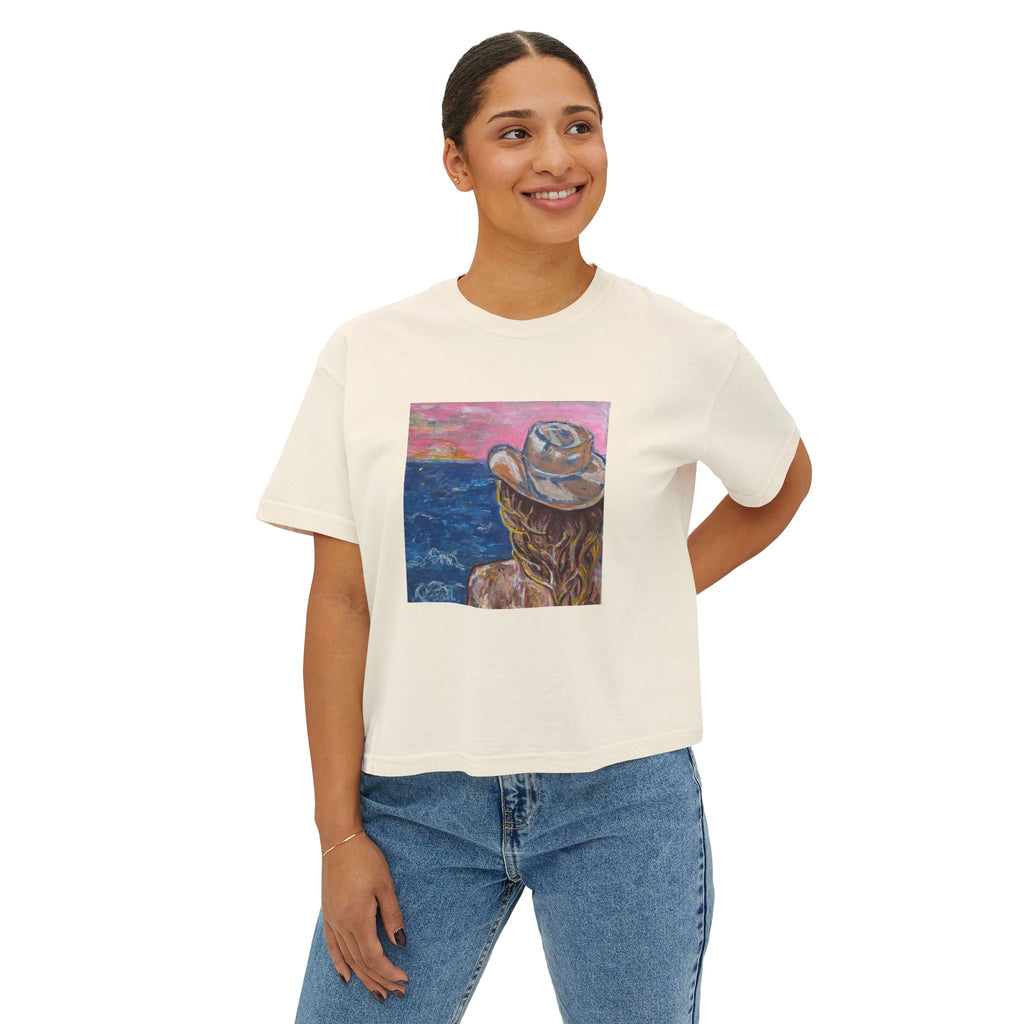 Get lost in the light FRONT no Text Boxy Tee